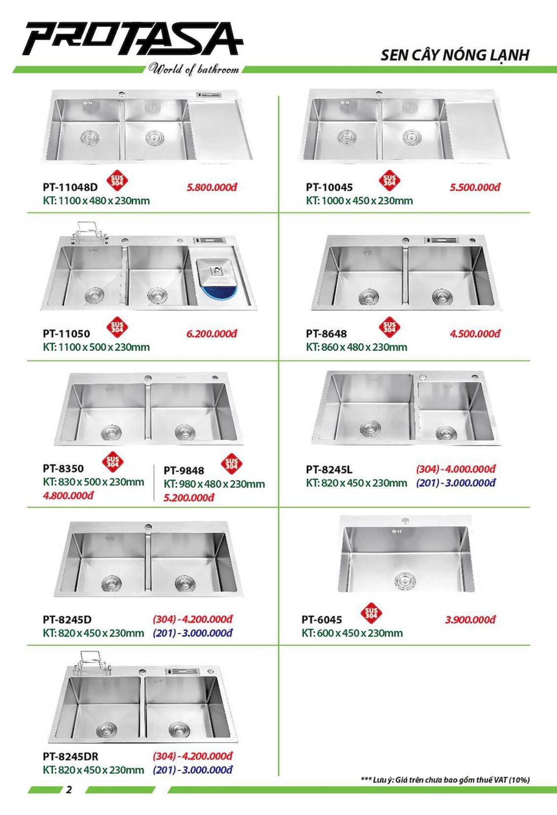 Thiết bị vệ sinh PROTASA Catalogue và Bảng giá mới nhất /Page 21